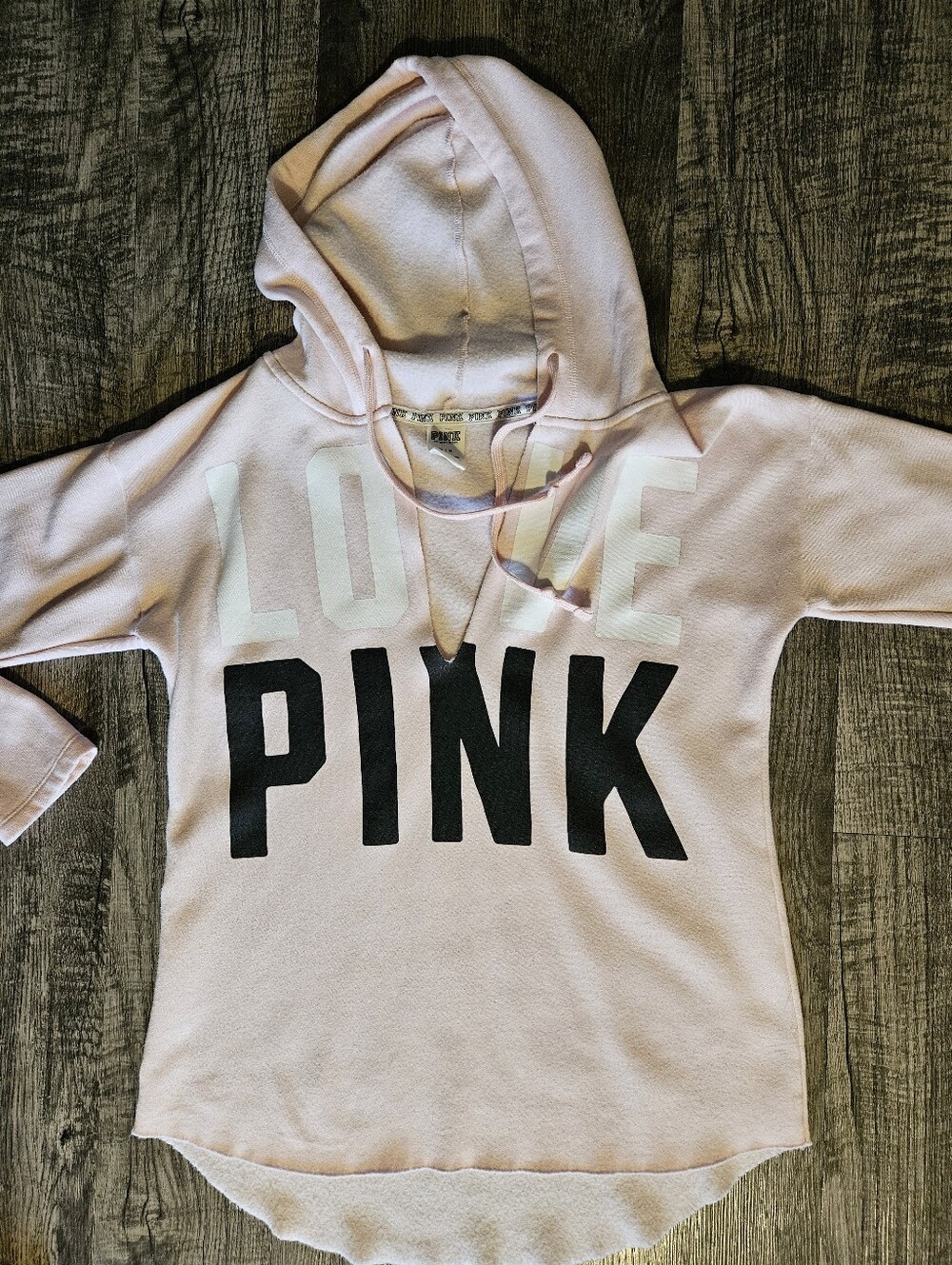 EUC VS Pink Pullover Hooded Sweatshirt Lt Pink/blk Size Medium - Picture 5 of 5